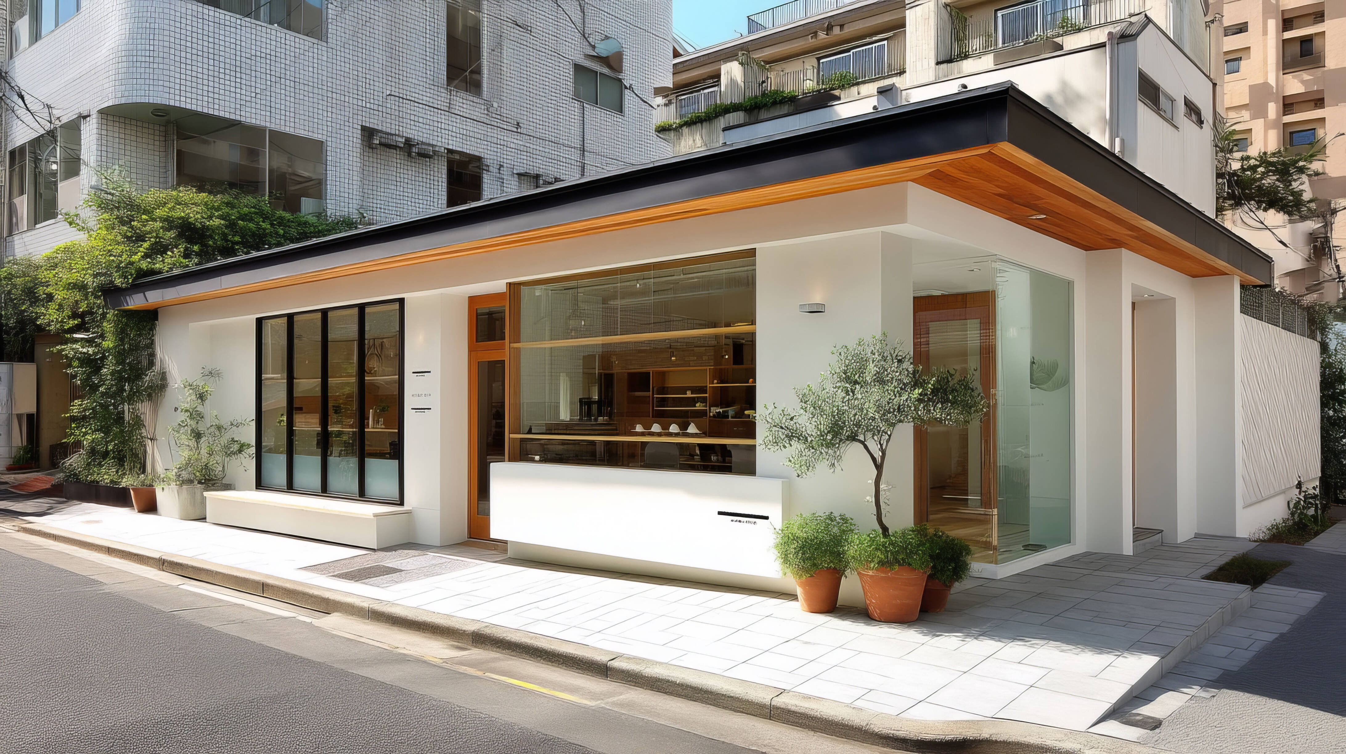 ココニフォトスタジオは1階建てで、ガラスが大きく張られた建物です。